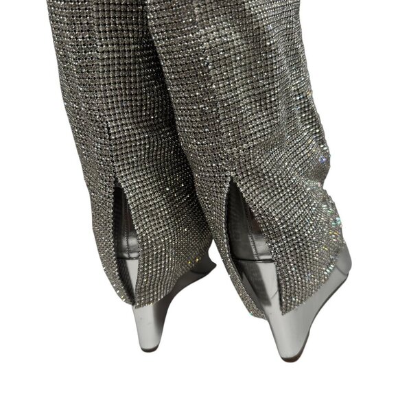 Steve Madden Riski Metallic Leather Rhinestone Foldover Tall Wedge Boots NEW - Picture 7 of 10